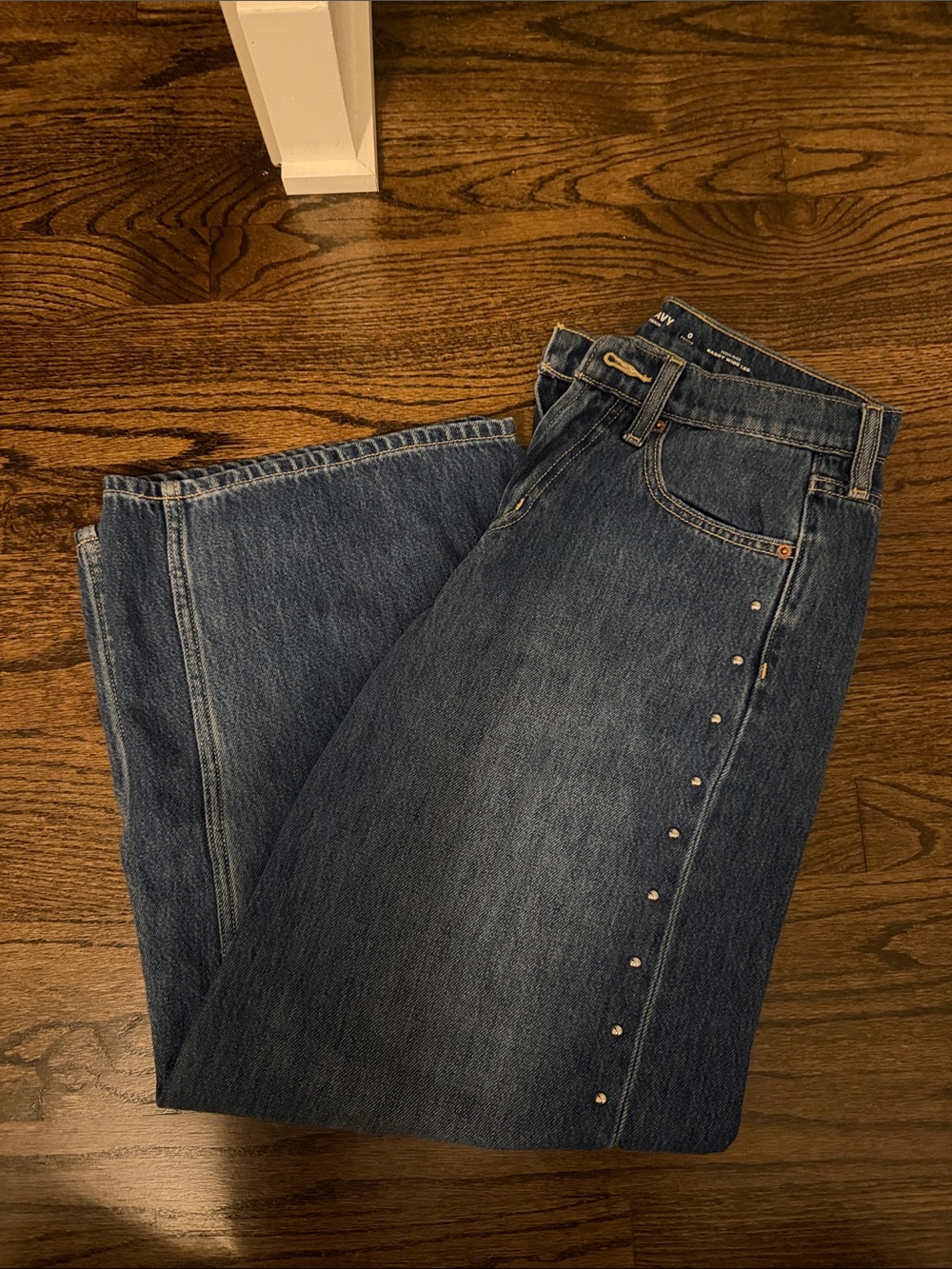 Old Navy Dark Blue Straight-Leg Jeans with Side Studs